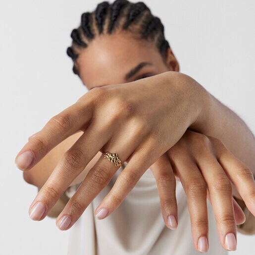 Anillo Fragile Nature  de oro, diamantes y rubí