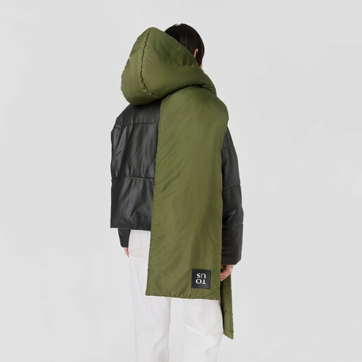 Khaki-colored TOUS Balloon Padded Hooded scarf