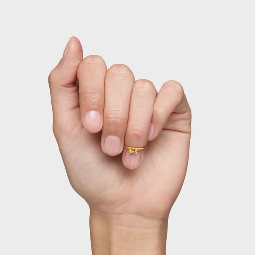 18ktゴールドコーティング・シルバーにリボンモチーフをあしらったネイルリング TOUS Ribbon