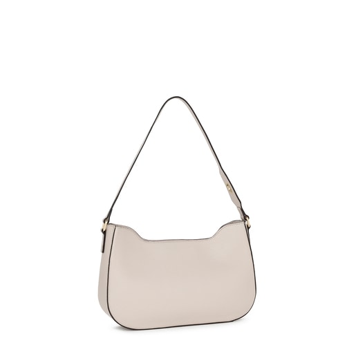 Bolsa de hombro de piel beige TOUS Legacy