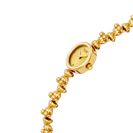 Reloj analógico con brazalete de acero dorado Bold Bear Round