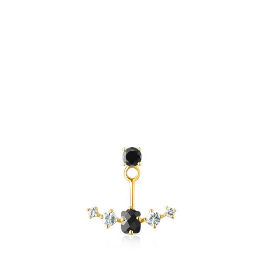 Silver Vermeil Glaring 1/2 Earring with Onyx and Zirconia
