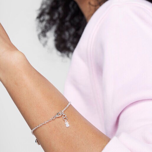 Серебряный браслет San Valentín с сердцем и пластинкой