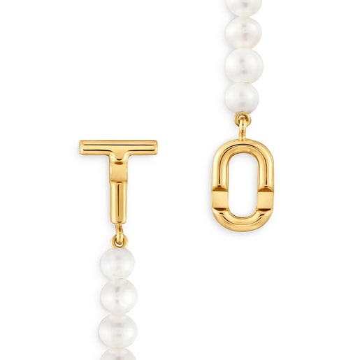 Short cultured pearl Necklace with 18kt gold plating over silver TOUS MANIFESTO