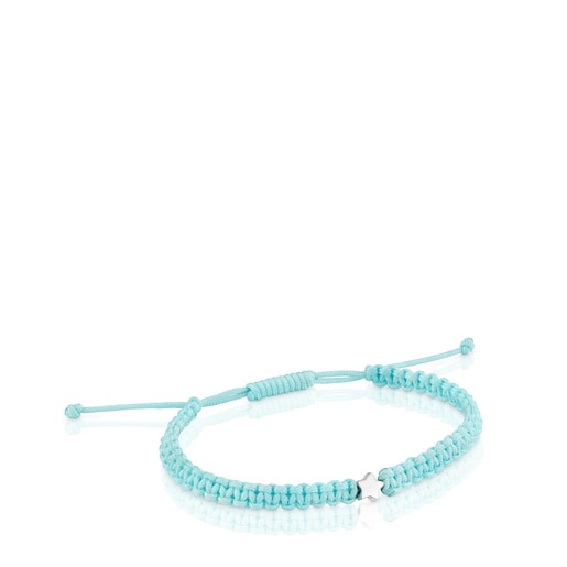 Pulsera estrella de plata y nylon turquesa TOUS Motivos