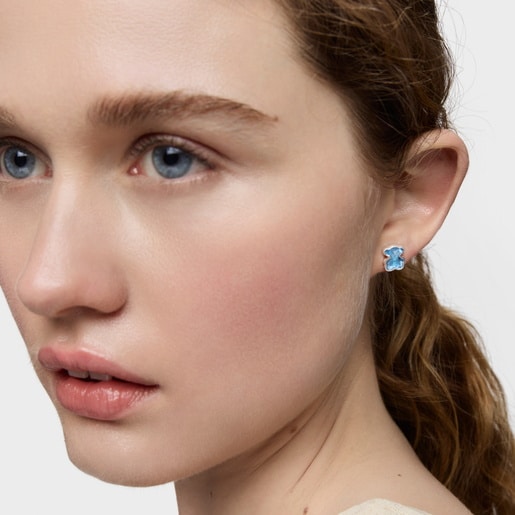 Silver Earrings with laboratory-grown blue spinel Icon Color LGG