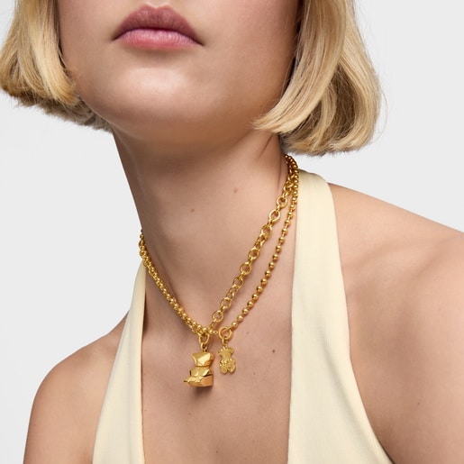 Cube-bear Pendant with 18kt gold plating over silver TOUS Sweet 40s