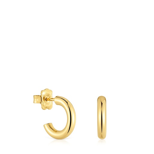 Short 14 mm Hoop earrings with 18kt gold plating over silver TOUS Basics