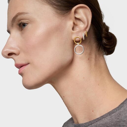 Aretes doble círculo bicolor Straight