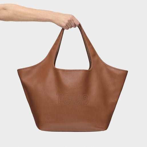 Large camel-colored leather Tote bag TOUS Lirio
