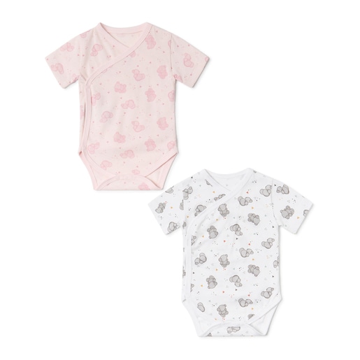 Pack of wrap-over baby bodysuits in Pic pink