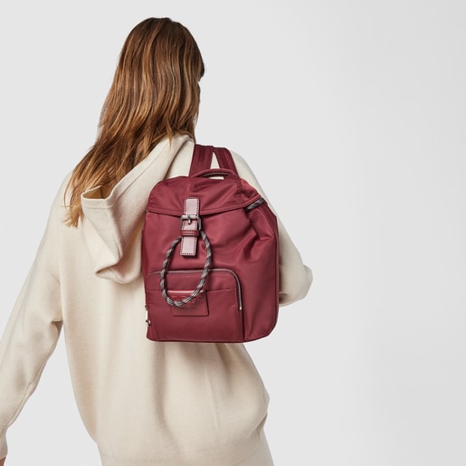 Small burgundy Empire Soft Chain Backpack