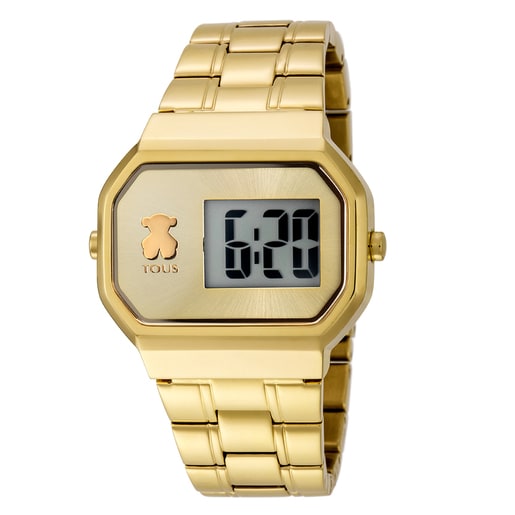 Reloj D-Bear Digital de acero IP dorado