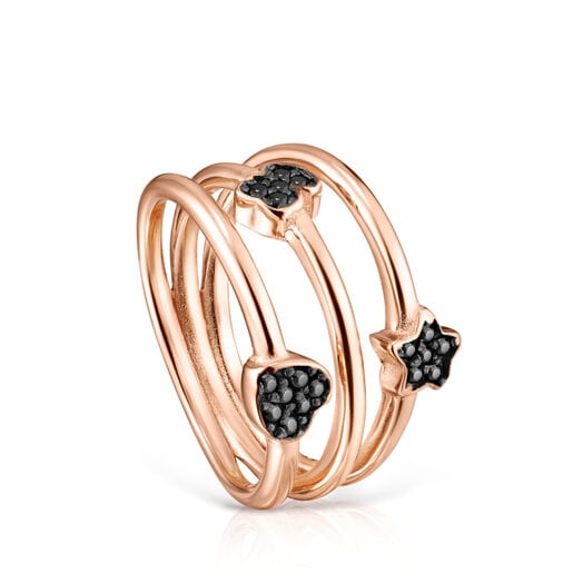 Bague Motif en Or Vermeil rose avec Spinelles