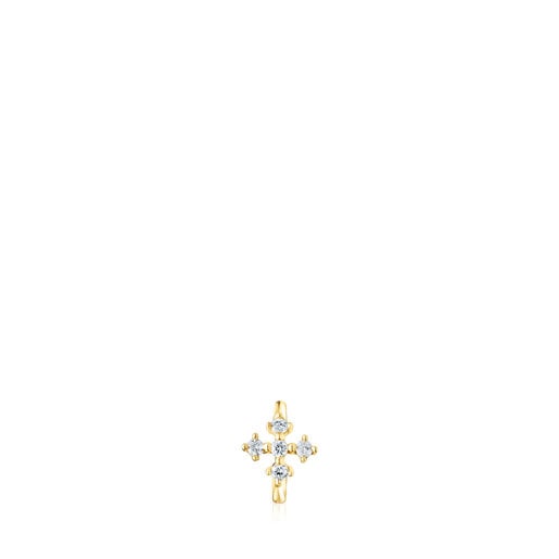 Aro aro pequeño cruz de oro y diamantes Les Classiques
