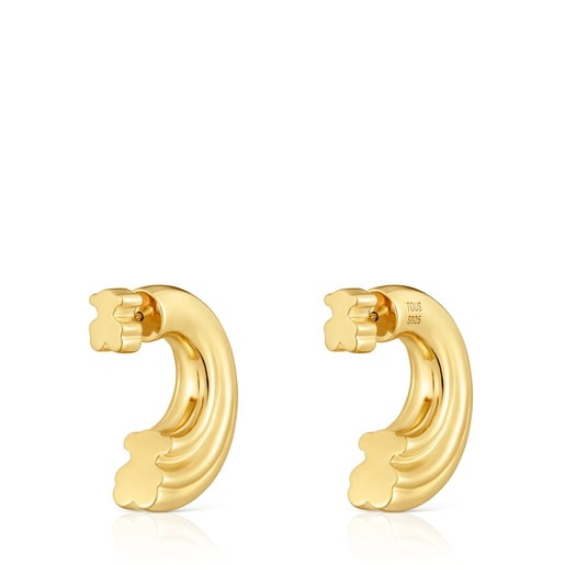 Aretes de aro con baño de oro 18 kt sobre plata y motivo oso TOUS 1950