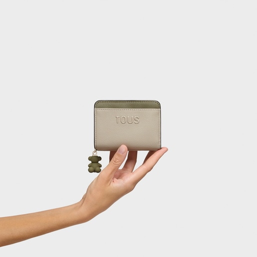 Cartera mediana topo verde TOUS Doble Audree Saffiano