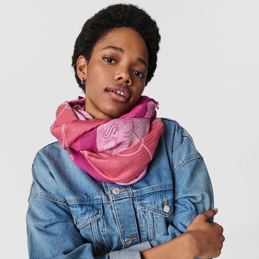 Fuchsia Script Soft Jacquard Foulard