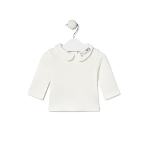 Long-sleeved baby t-shirt in Cosmic ecru