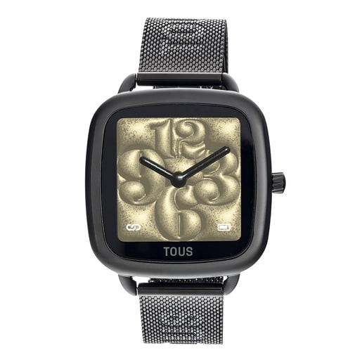 Reloj smartwatch con brazalete de acero IP negro D-Connect