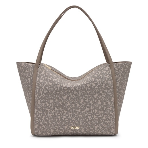 トープカラーのラージ・トートバッグ Kaos Mini Lines