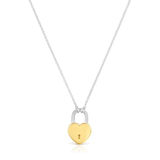 Two-tone heart padlock motif Necklace TOUS Unlock