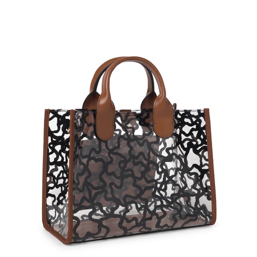 Sac shopping Amaya Vinyl moyen transparent marron