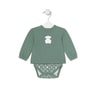 Baby bodysuit with smock in Soft green