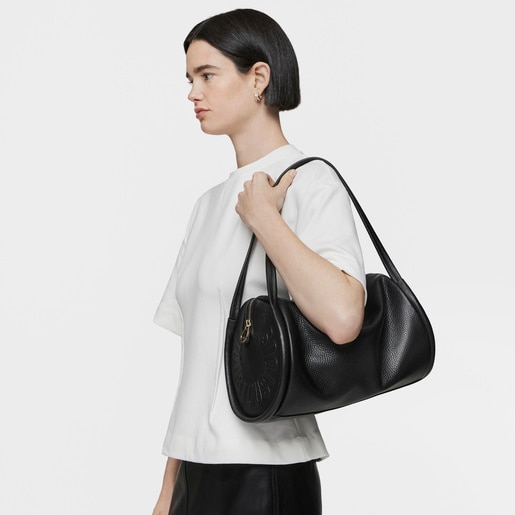 Μεσαίου μεγέθους τσάντα duffel TOUS Miranda από δέρμα σε μαύρο χρώμα