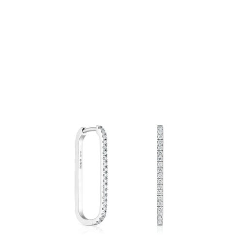 Długie owalne kolczyki Les Classiques wykonane z białego złota i diamentów