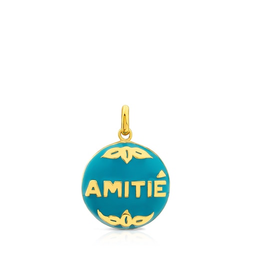 Pendentif Tanuca en Argent Vermeil et Émail bleu