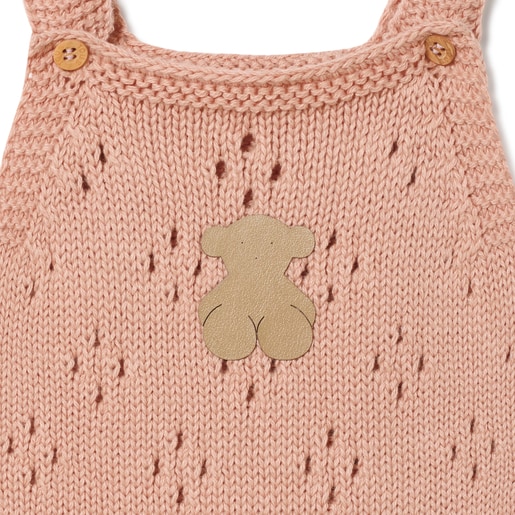 Knitted baby romper in Tricot pink