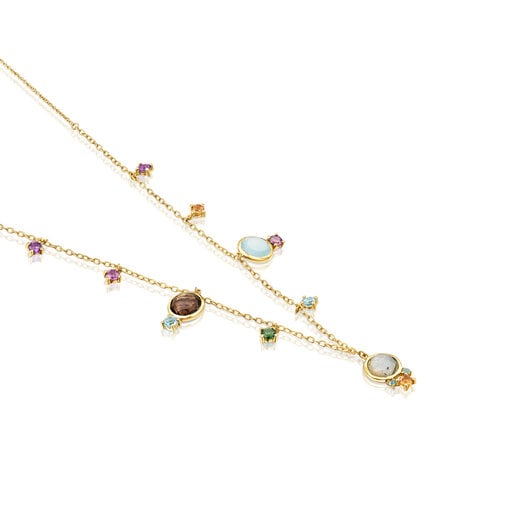 Gold Virtual Garden Necklace with gemstones