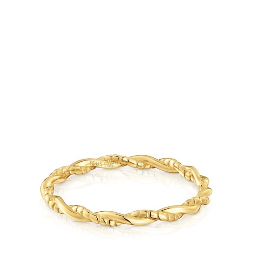 18ktゴールドコーティング・シルバーの編み込みリング TOUS Motif