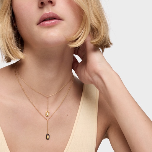 Collar con baño de oro 18 kt sobre plata y espinelas Camille