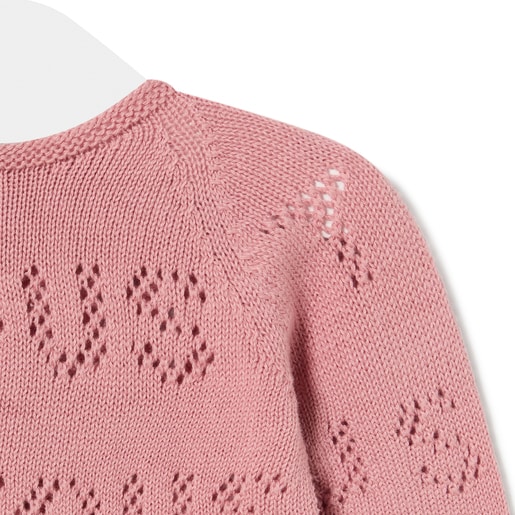 Conjunto de malha de bebé Tricot logótipo TOUS cor-de-rosa