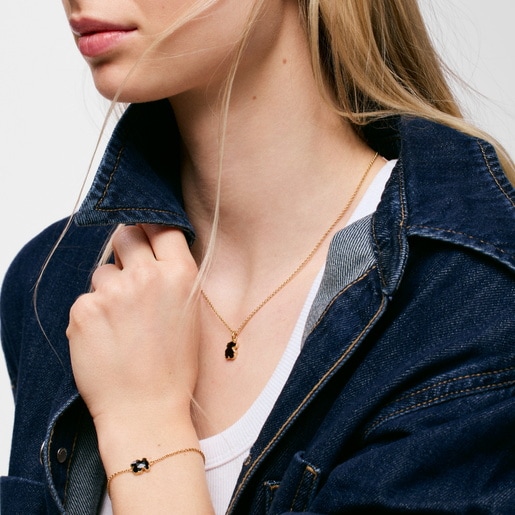 18kt gold plating over silver chain Bracelet with bear motif TOUS Icon Color