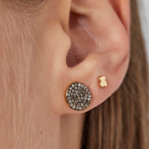Small Silver Vermeil Nenufar Earrings with Diamonds | TOUS