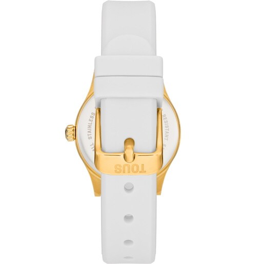 Analog Watch with white strap and gold-colored steel TOUS EPIC ICON KDT CHARMS