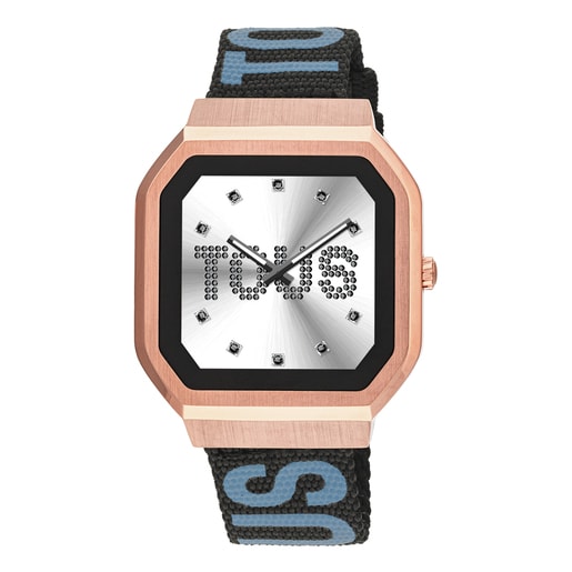 Montre smartwatch avec bracelets en nylon et en silicone bleu B-Connect