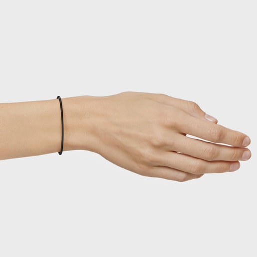 Mesh Tube black IP steel Bracelet  cm