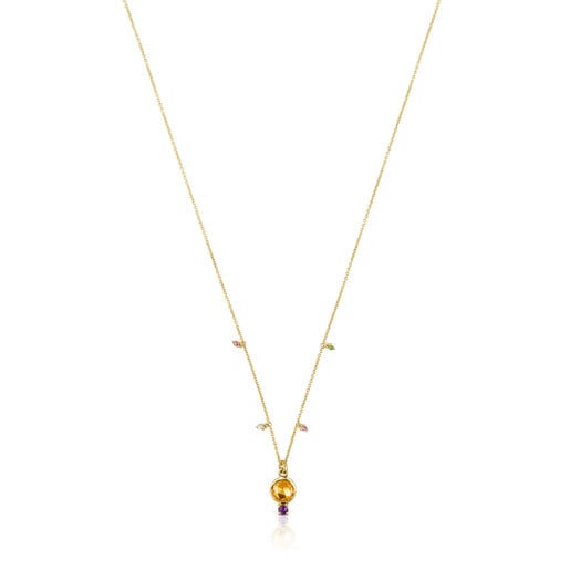 Gold Virtual Garden Necklace with citrine and gemstones