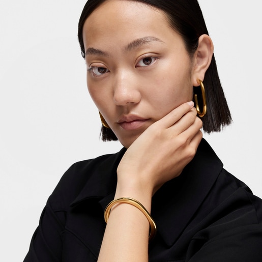 18ktゴールドコーティング・シルバーのバングル Line