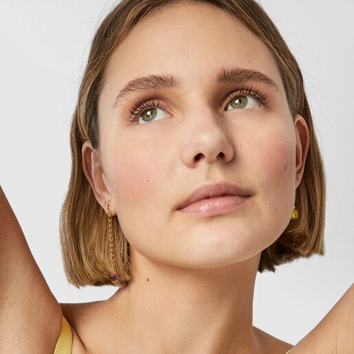 Aretes plata con baño de oro 18 kt sobre plata y gemas y esmalte TOUS Vibrant Colors