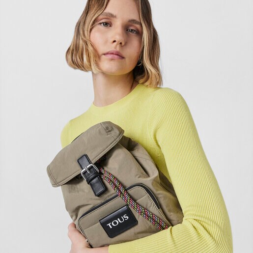 תיק גב TOUS Empire Cotton קטן בצבע חאקי