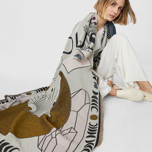 Foulard de jacquard beige TOUS Magic Nature