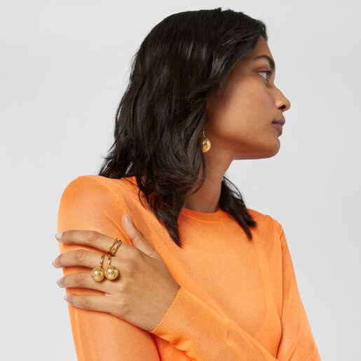 Anillo con baño de oro 18 kt sobre plata bola osos Beach Disco