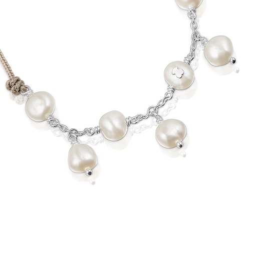 Braçalet de plata i perles TOUS Icon Pearls