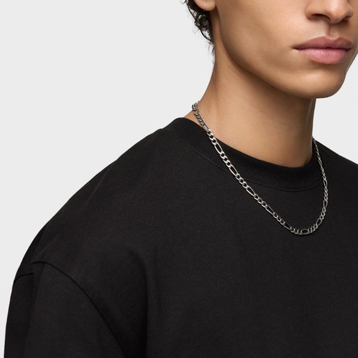 Short aged silver curb chain Necklace TOUS Man