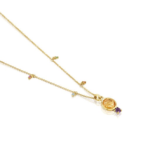 Gold Virtual Garden Necklace with citrine and gemstones